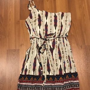 Tribal Print One Shoulder Dress